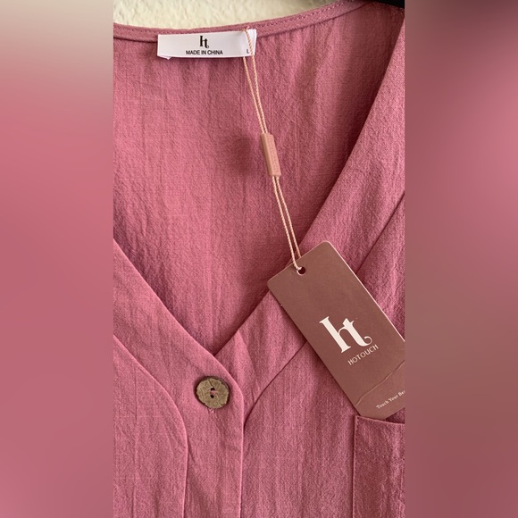 Pink Button-Down Mini Dress - Picture 2 of 6